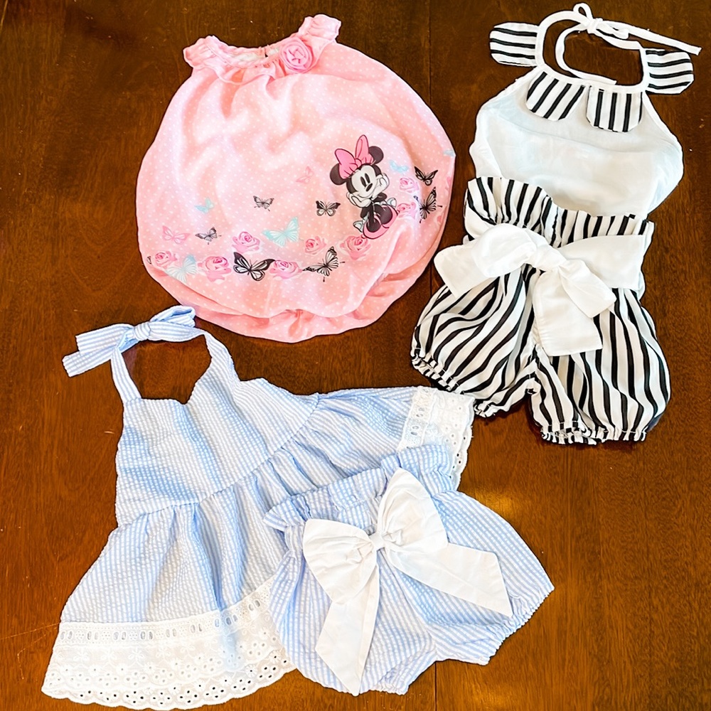 18 month 3 outfits 5 pcs Disney stripes dots spring summer play girl bundle